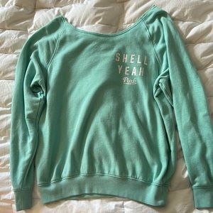 Pink Off the shoulder sweater “She’ll Yeah” Teal Size Medium